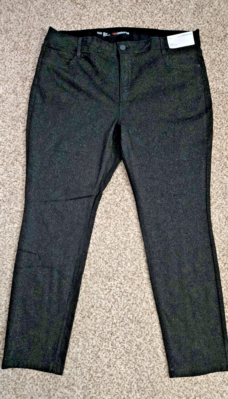 LIZ CLAIBORNE Womens Sara Slim Leg Mid-Rise Flex-Fit Tummy Panel Jeans Size 16W